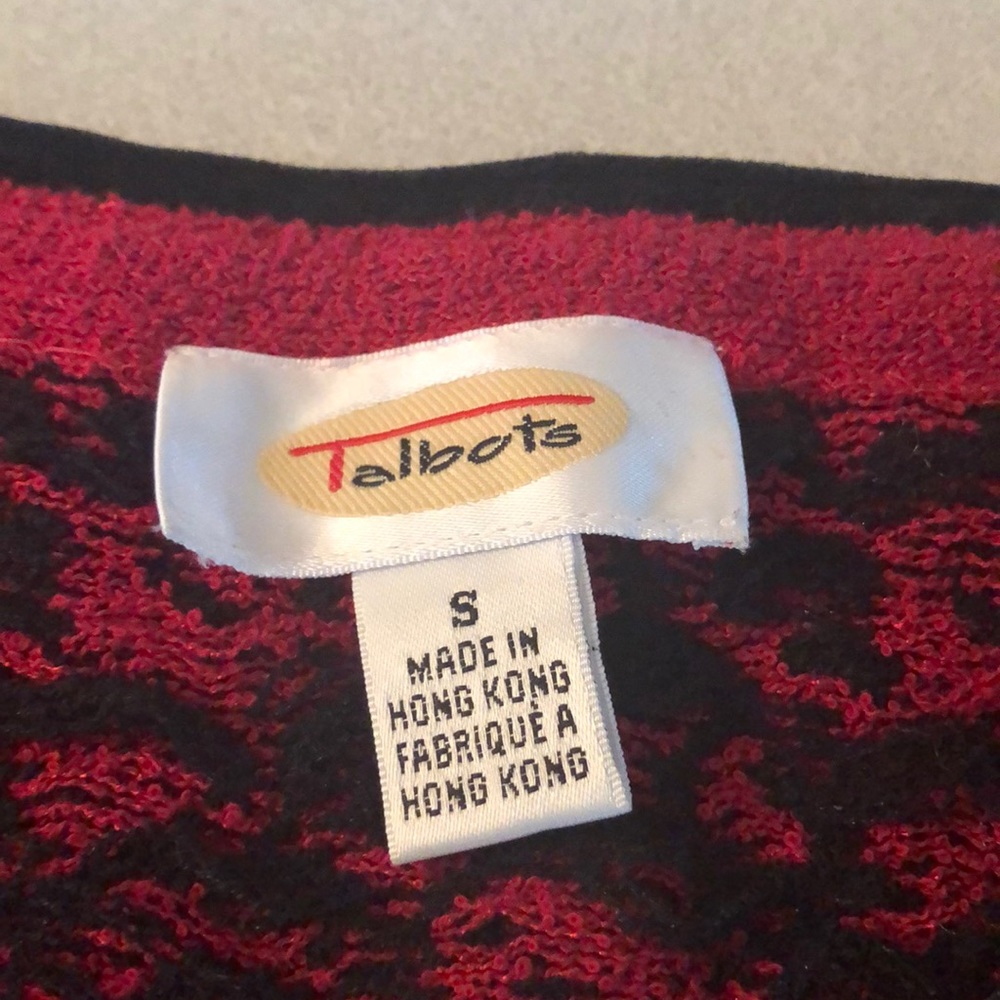 Talbots red and black cardigan - Picture 2 of 8
